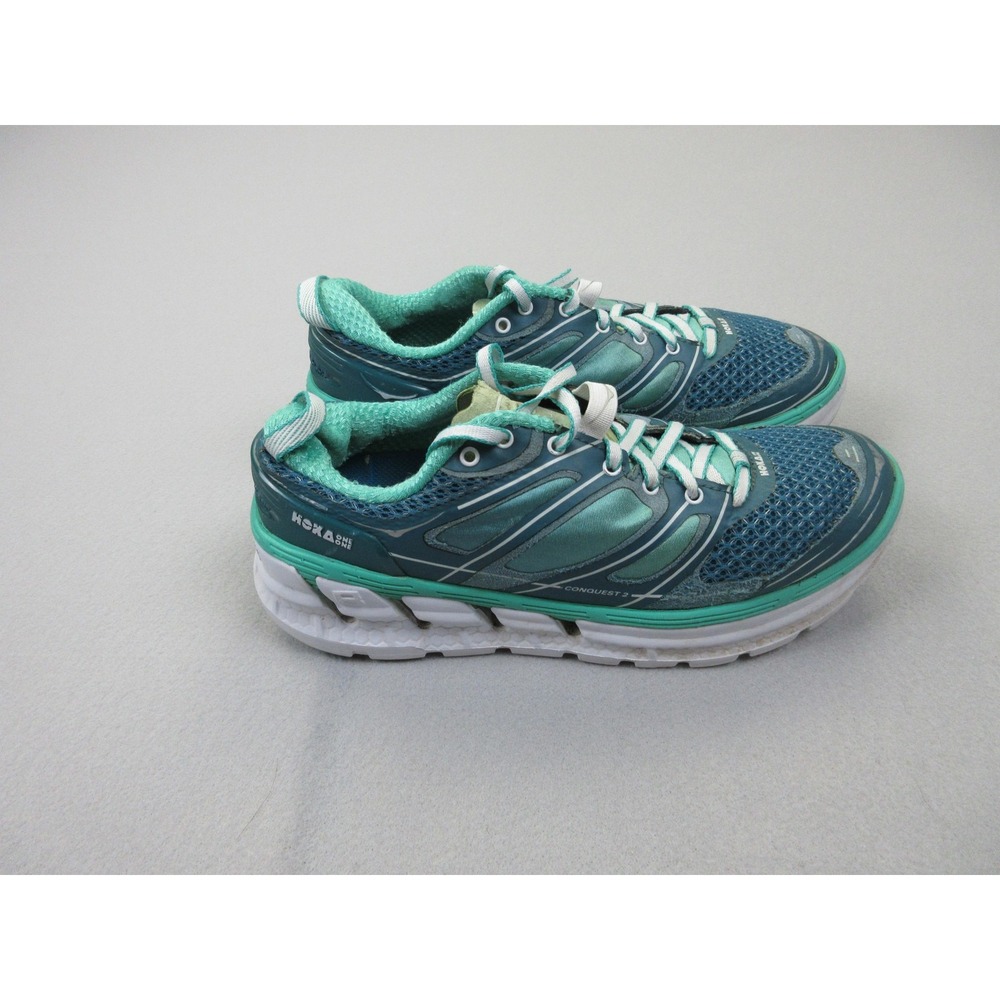 Hoka One One Conquest 2 Shoes Womens Size 7.5 Blue Running Sneakers 1007859